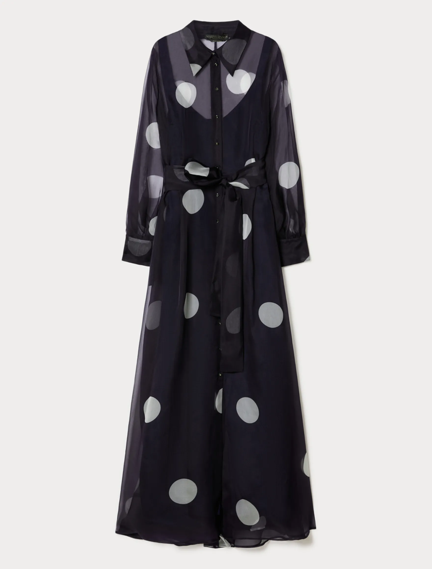 Abito chemisier in organza di seta - BLU MARINO