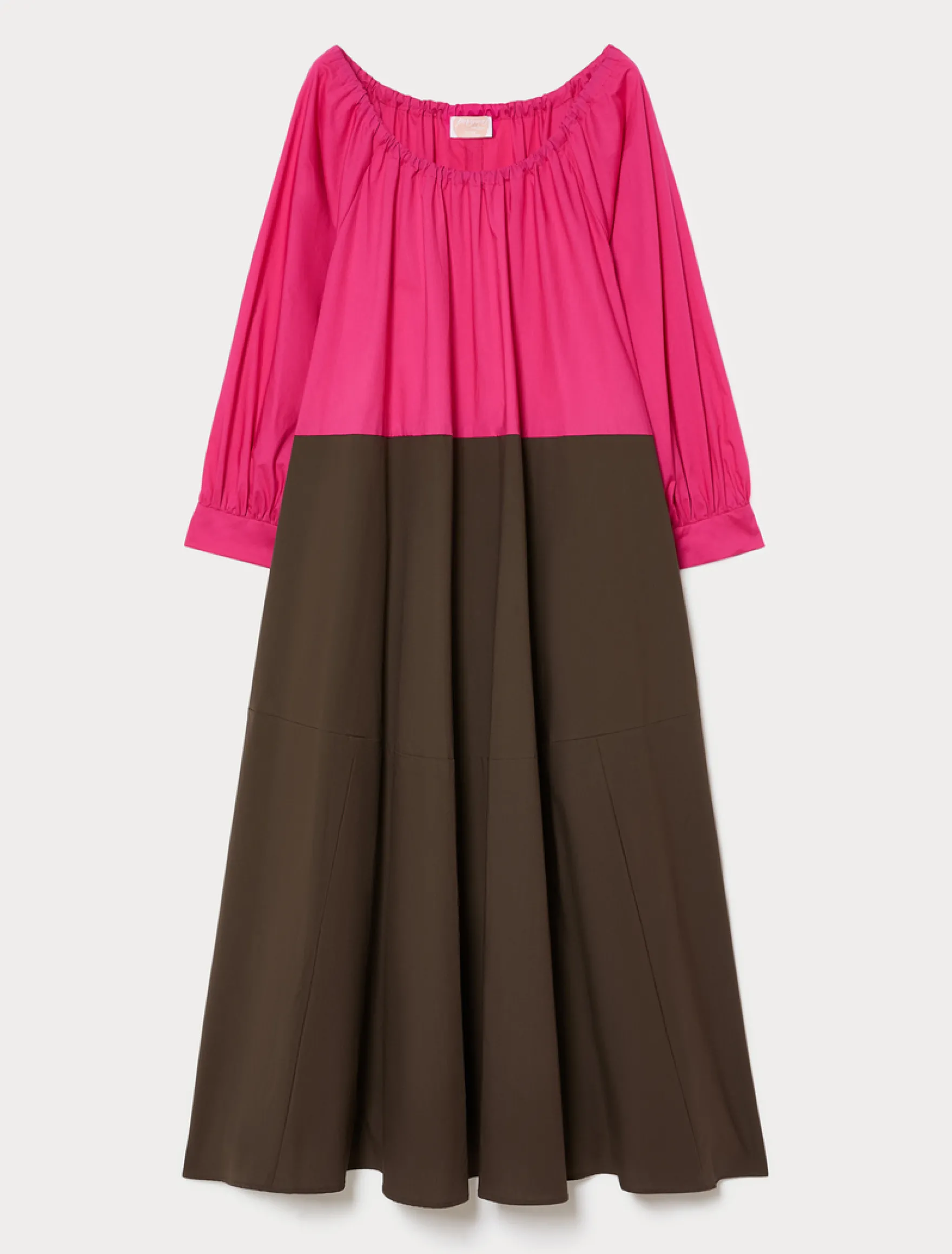 Abito in cotone a balze - FUXIA