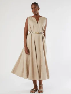 Abito in tela di lino - BEIGE