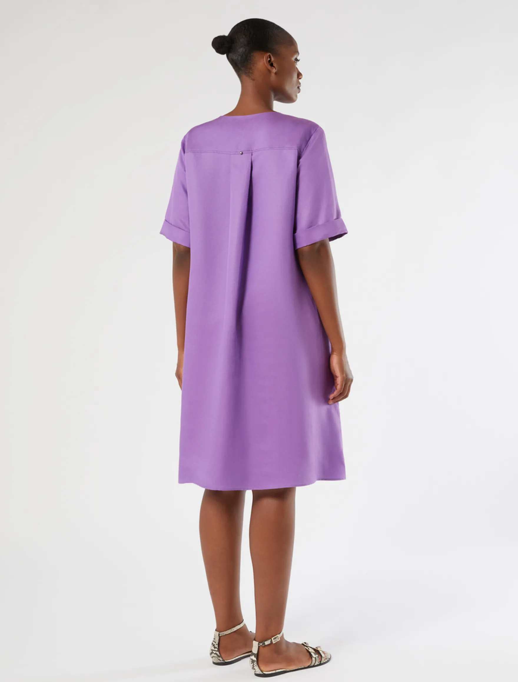 Abito in twill di misto lino - VIOLA