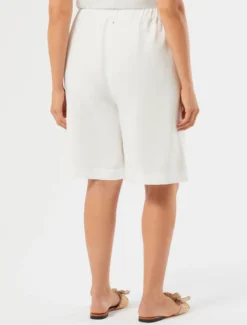 Bermuda in twill di lino - AVORIO