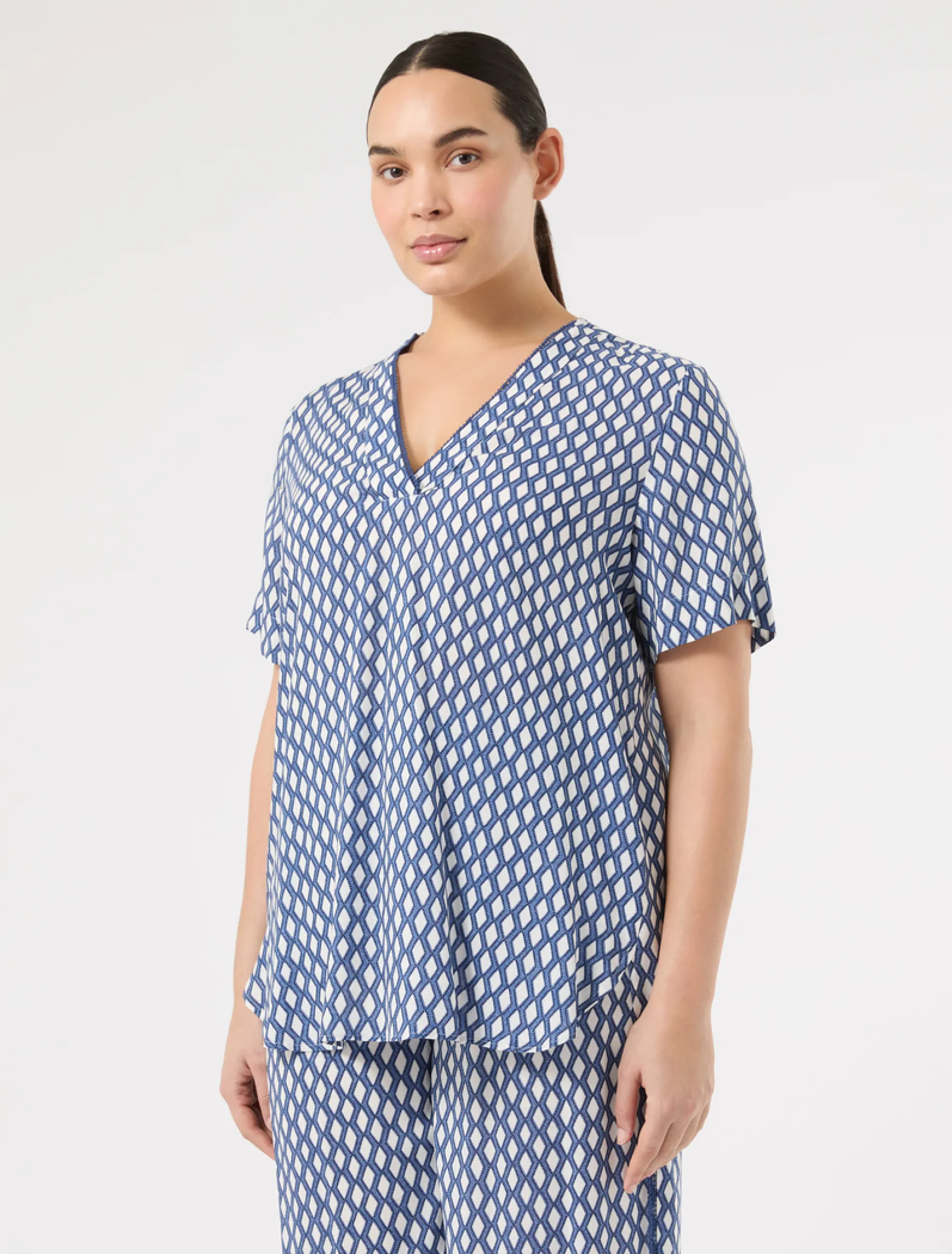 Blusa in viscosa con stampa - BIANCO