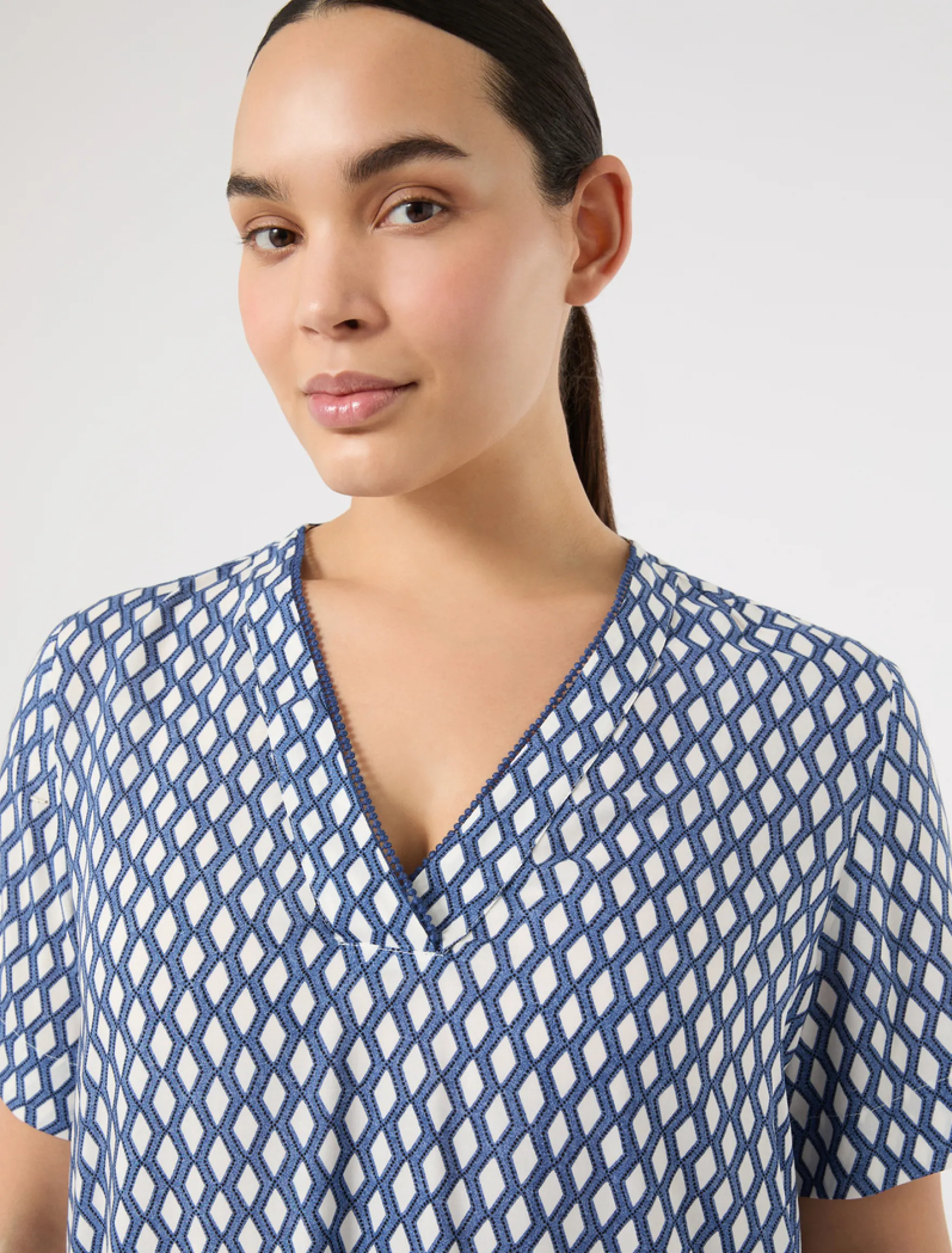 Blusa in viscosa con stampa - BIANCO