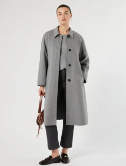 Cappotto in double di lana e nylon - GRIGIO MEDIO