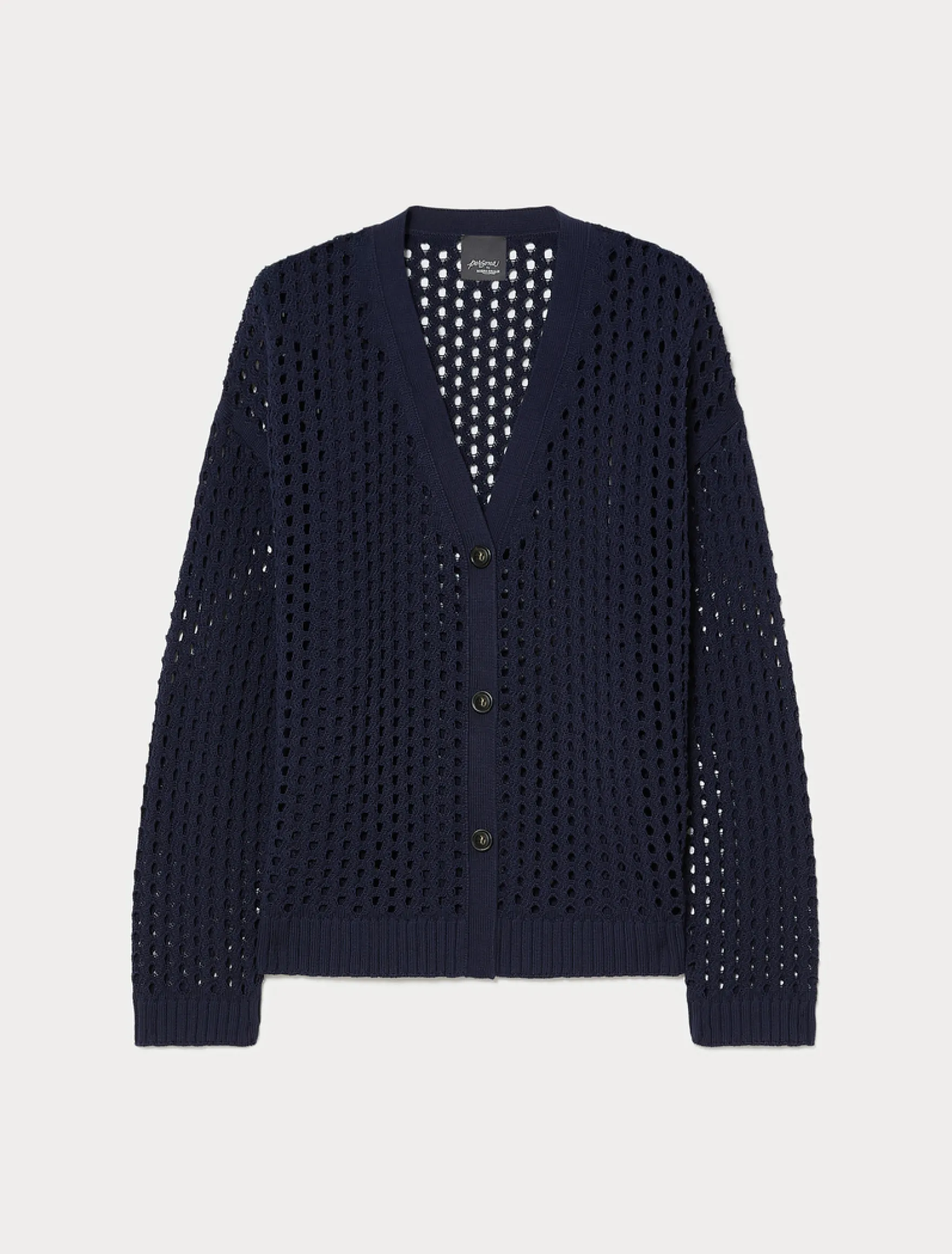Cardigan corto in cotone - BLU MARINO