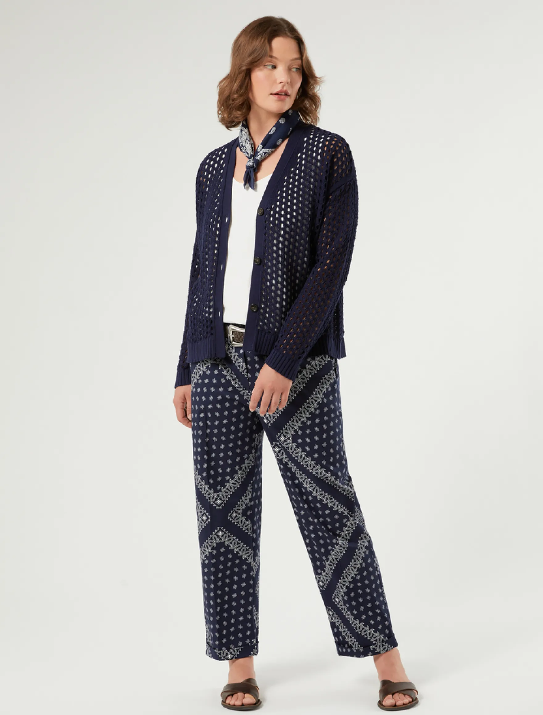 Cardigan corto in cotone - BLU MARINO