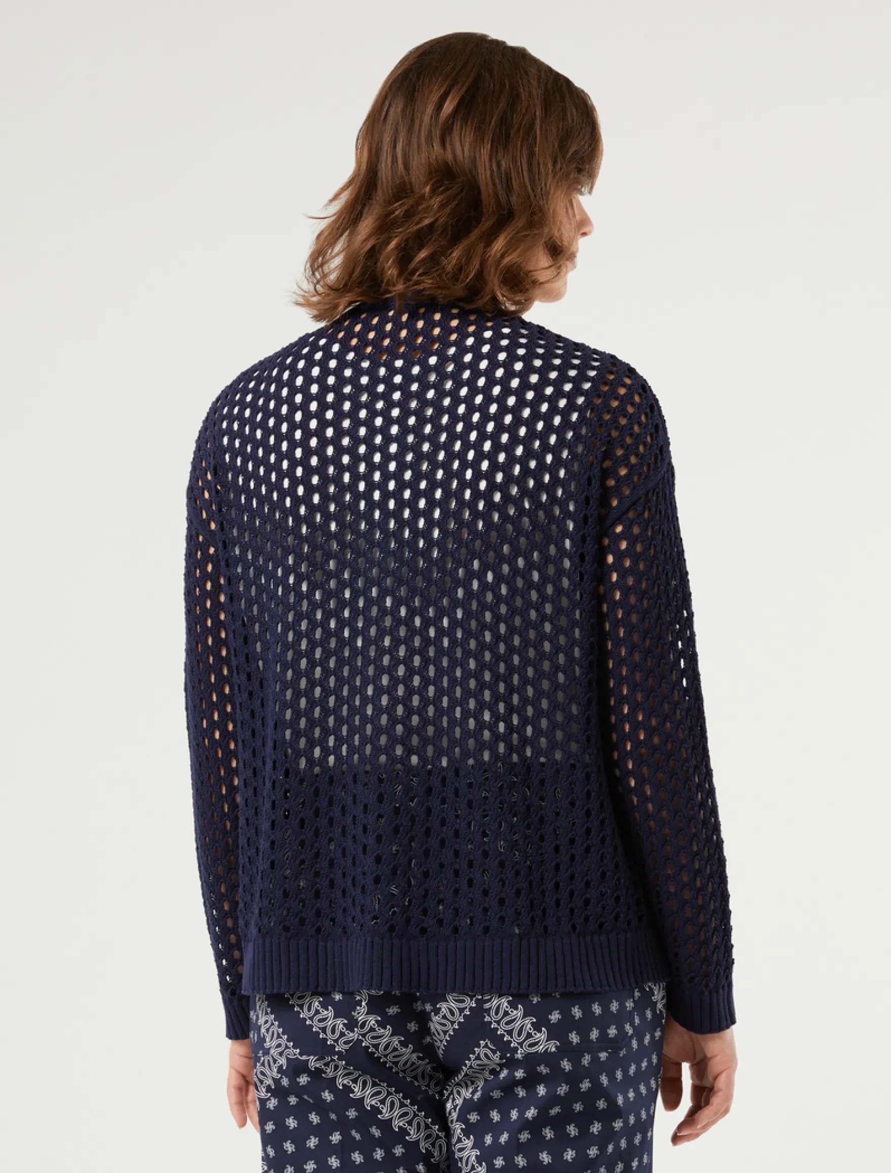 Cardigan corto in cotone - BLU MARINO