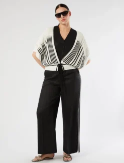 Cardigan in cotone e lino - AVORIO