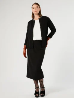 Cardigan in misto lana jacquard - NERO