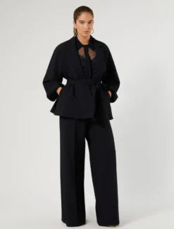 Casacca aperta in seersucker - BLU NOTTE