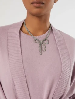 Collana, spilla e orecchini a fiocco - CRISTALLO