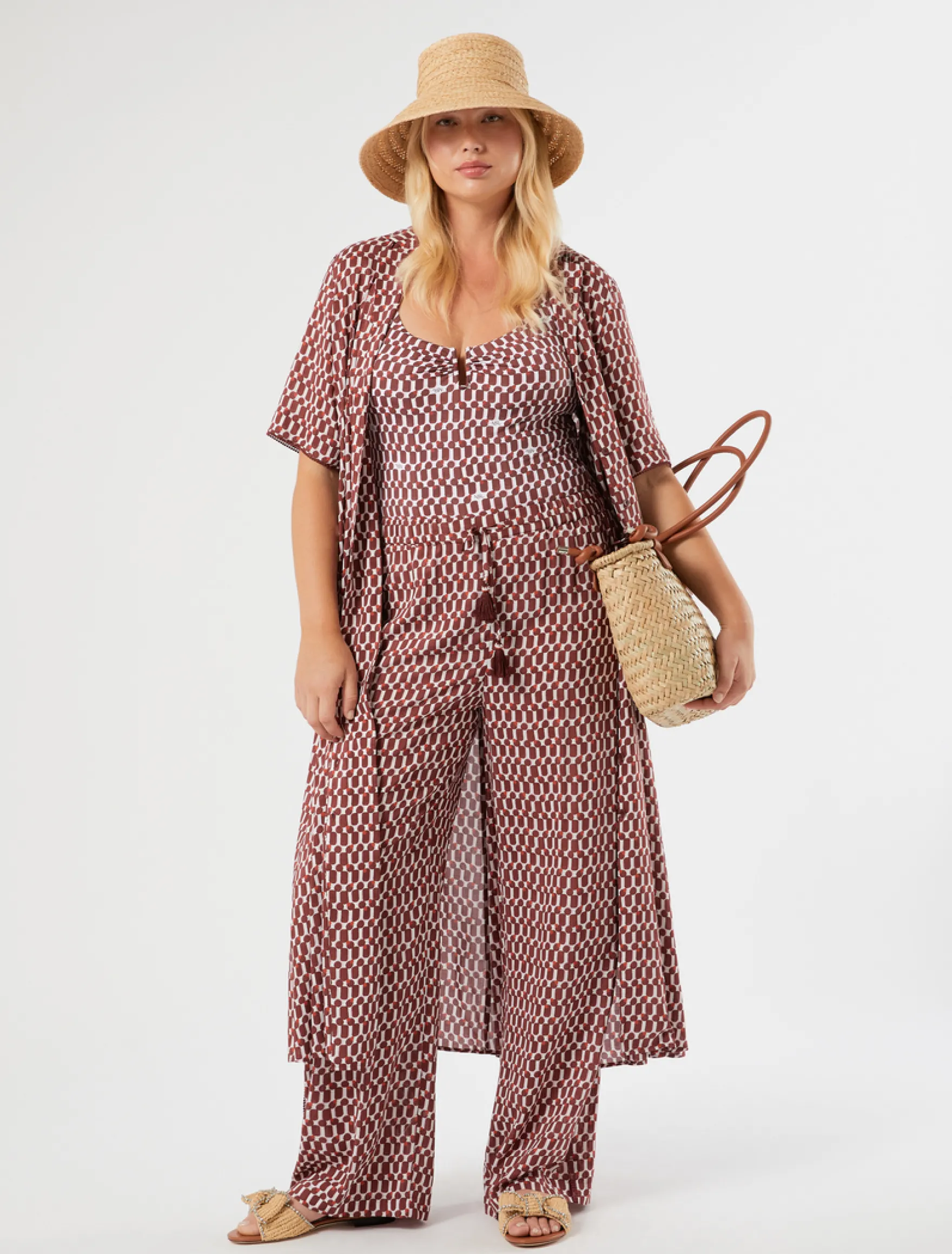 Costume intero con stampa - AVORIO