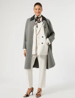 Giacca blazer doppiopetto in cady - GHIACCIO