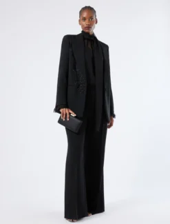 Giacca blazer in cady con ricamo - NERO