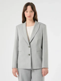 Giacca blazer in twill - GRIGIO MEDIO