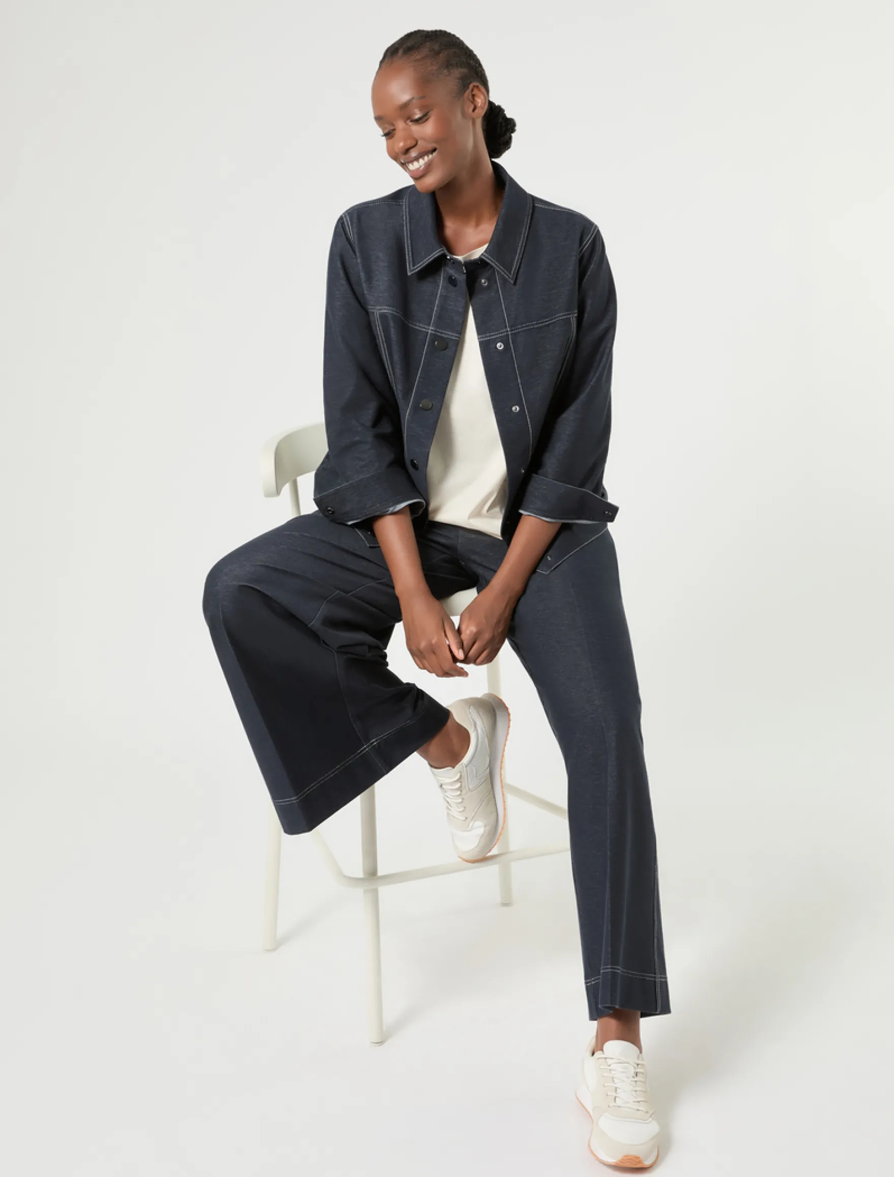 Giacca in jersey effetto denim - BLU NOTTE