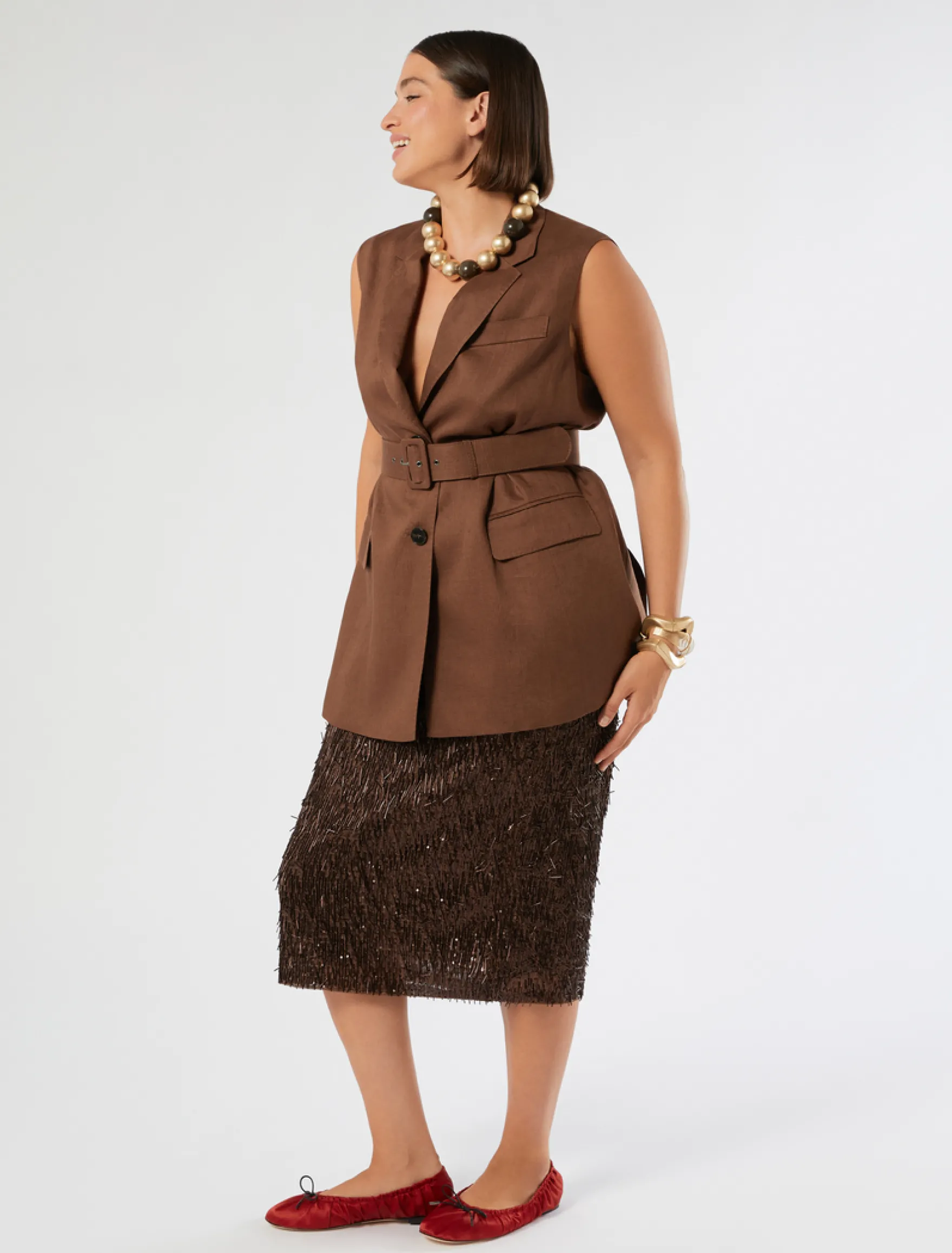 Gilet in tela di lino - CACAO