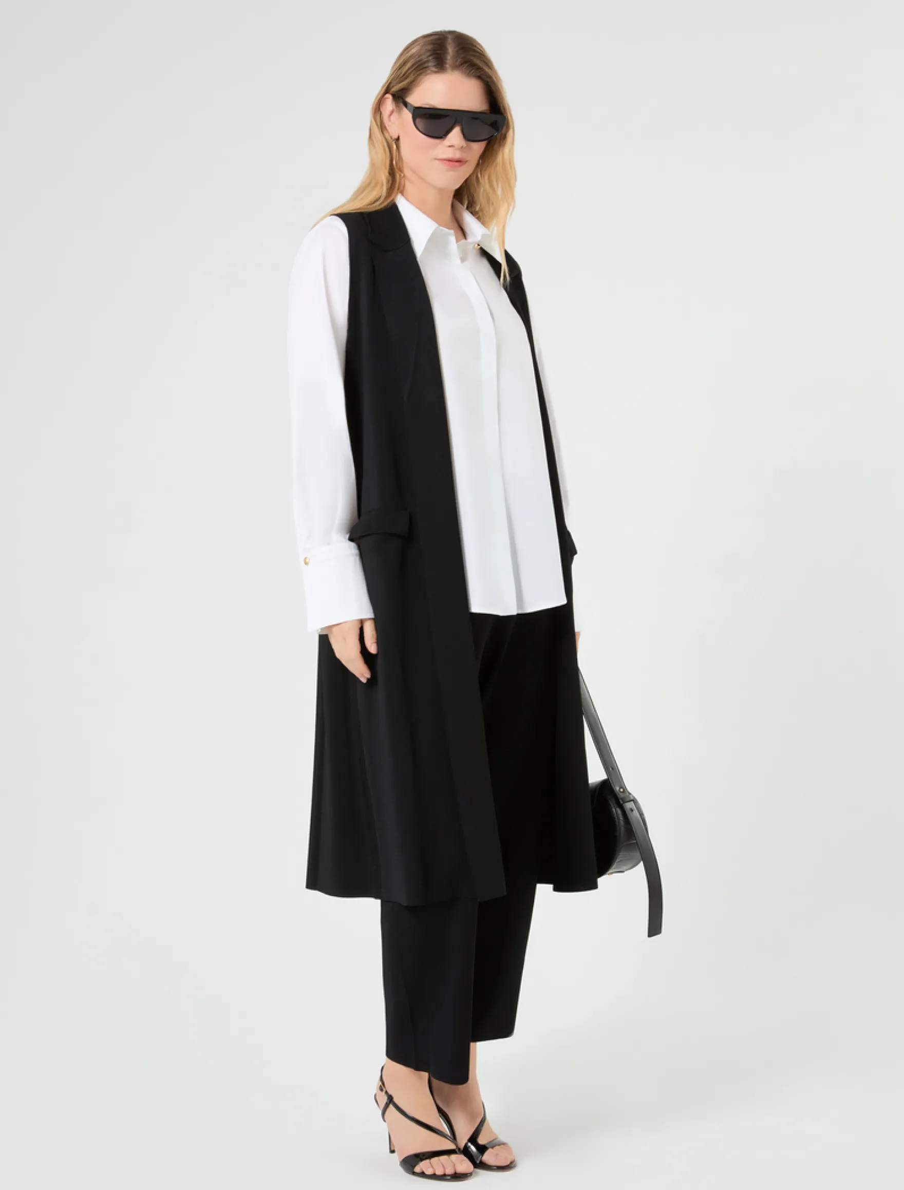 Gilet in viscosa opaca - NERO