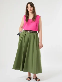 Gonna in cotone - VERDE OLIVA