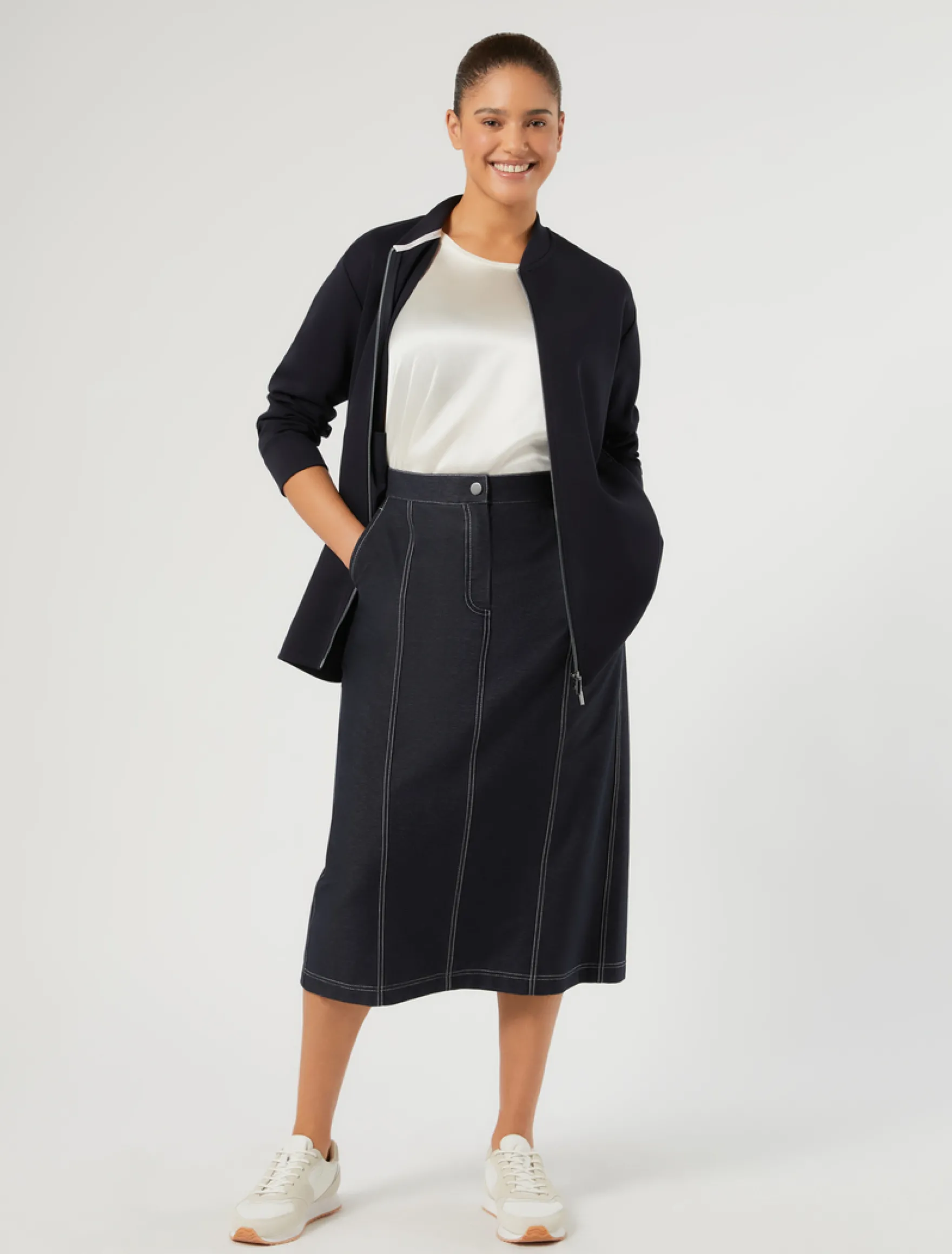 Gonna in jersey denim - BLU NOTTE