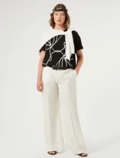 Maglia boxy in lino e cotone - AVORIO