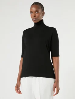 Maglia dolcevita in lana - NERO