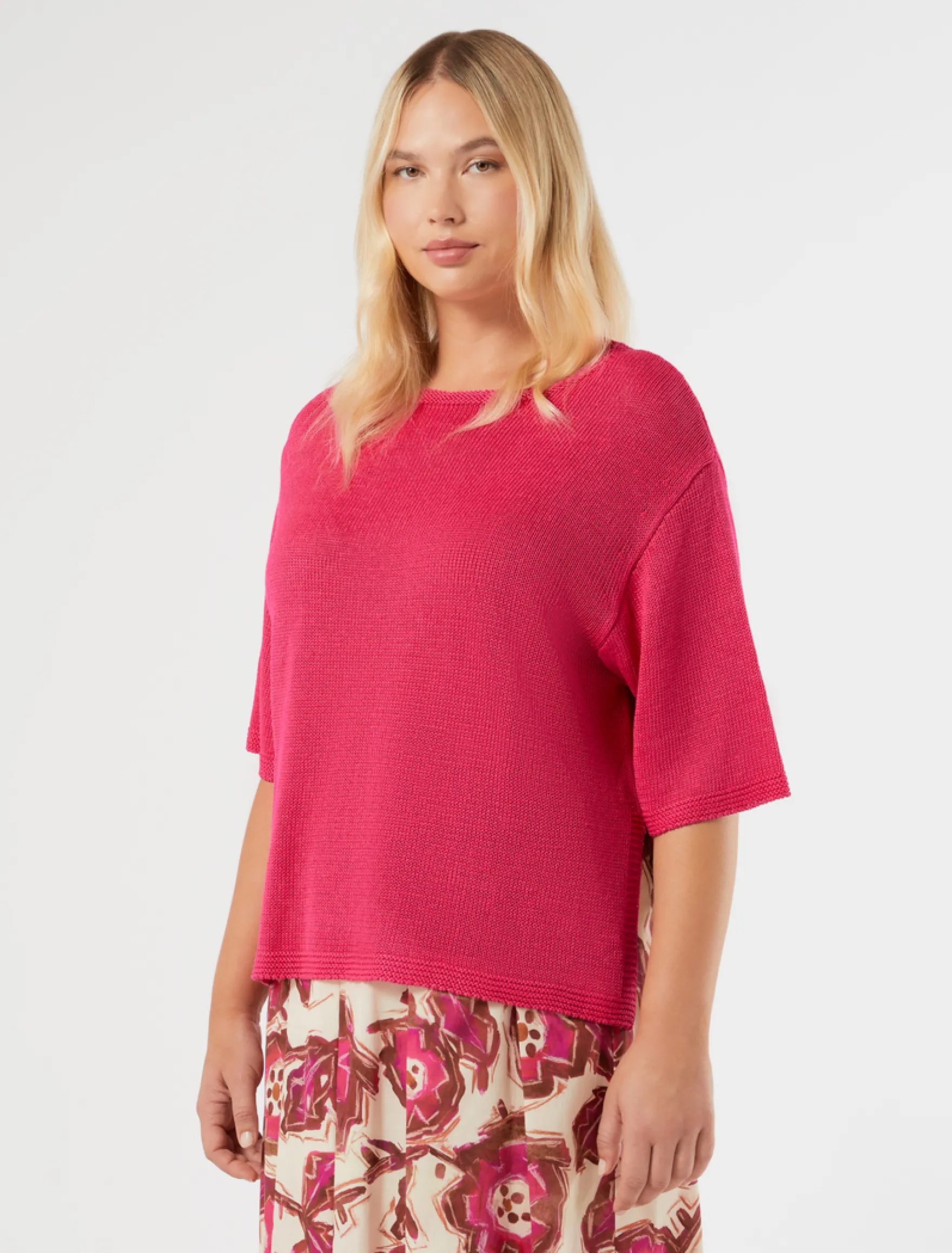 Maglia in cordonetto di lino - FUXIA