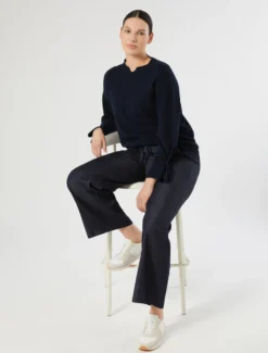 Maglia in cotone crêpe - BLU NOTTE