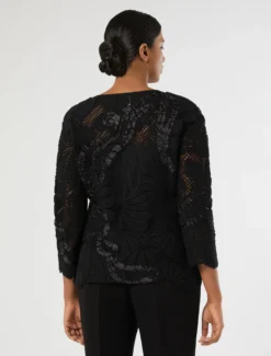 Maglia in misto cotone con ricamo - NERO