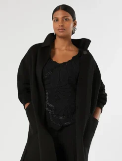 Maglia in misto cotone con ricamo - NERO