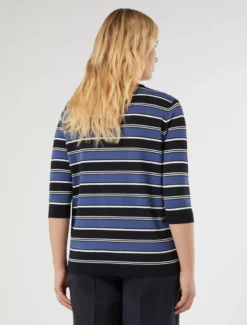 Maglia in viscosa rigata - BLU NOTTE