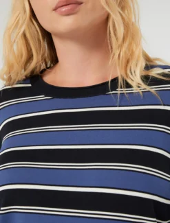 Maglia in viscosa rigata - BLU NOTTE