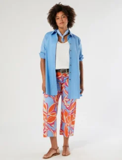 Pantaloni cropped in cotone - CORALLO