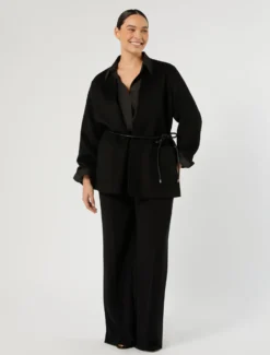 Pantaloni dritti in cady - NERO