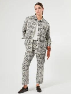 Pantaloni flare in bull di cotone - GRIGIO MEDIO