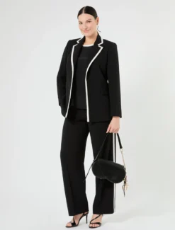 Pantaloni in cady con intarsio - NERO