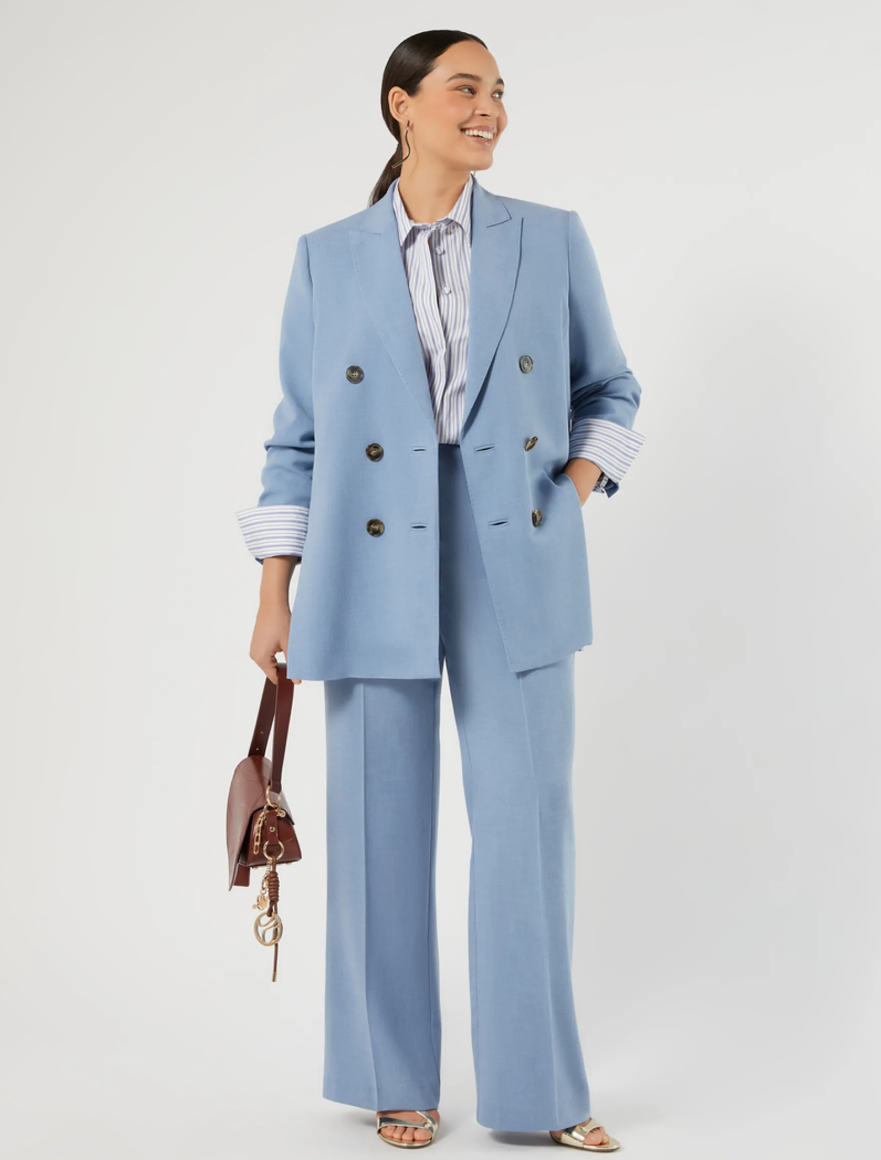 Pantaloni in cady mélange - AZZURRO