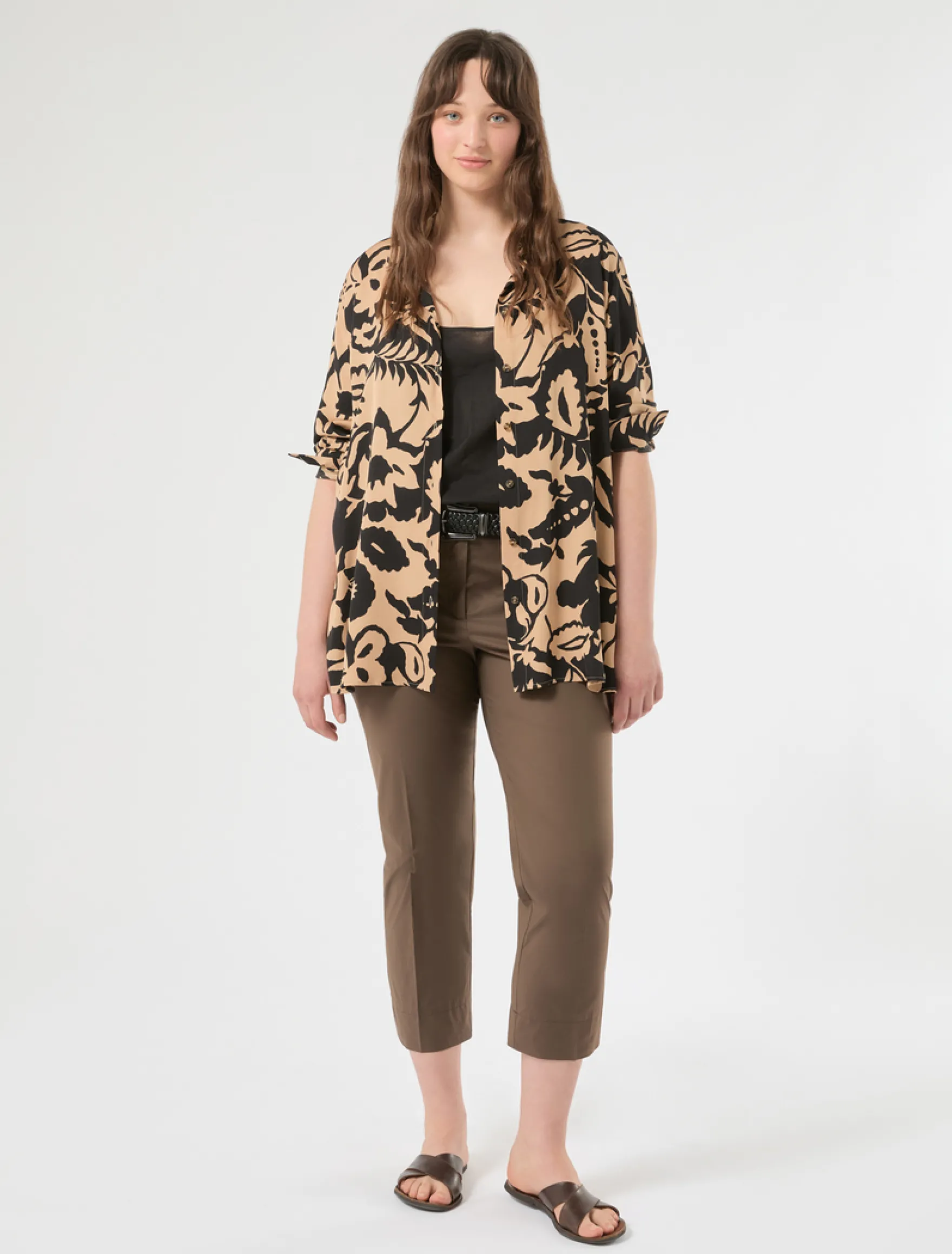 Pantaloni in cotone stretch - CACAO