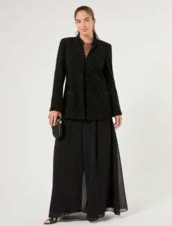 Pantaloni in crêpe georgette - NERO