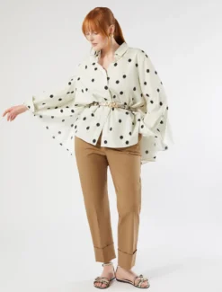 Pantaloni in gabardina di cotone - MARRONE BEIGE