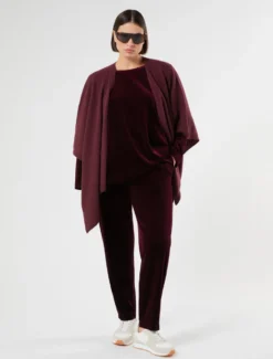 Pantaloni in jersey di velluto - BORDEAUX