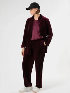 Pantaloni in jersey di velluto - BORDEAUX