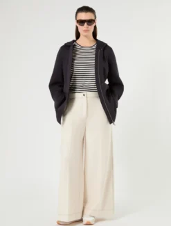Pantaloni in jersey effetto denim - AVORIO