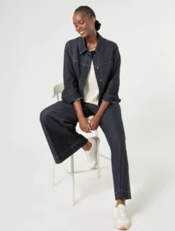 Pantaloni in jersey effetto denim - BLU NOTTE