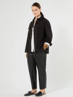 Pantaloni in jersey spalmato - NERO