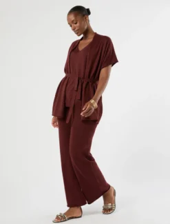 Pantaloni in maglia di lino - BORDEAUX