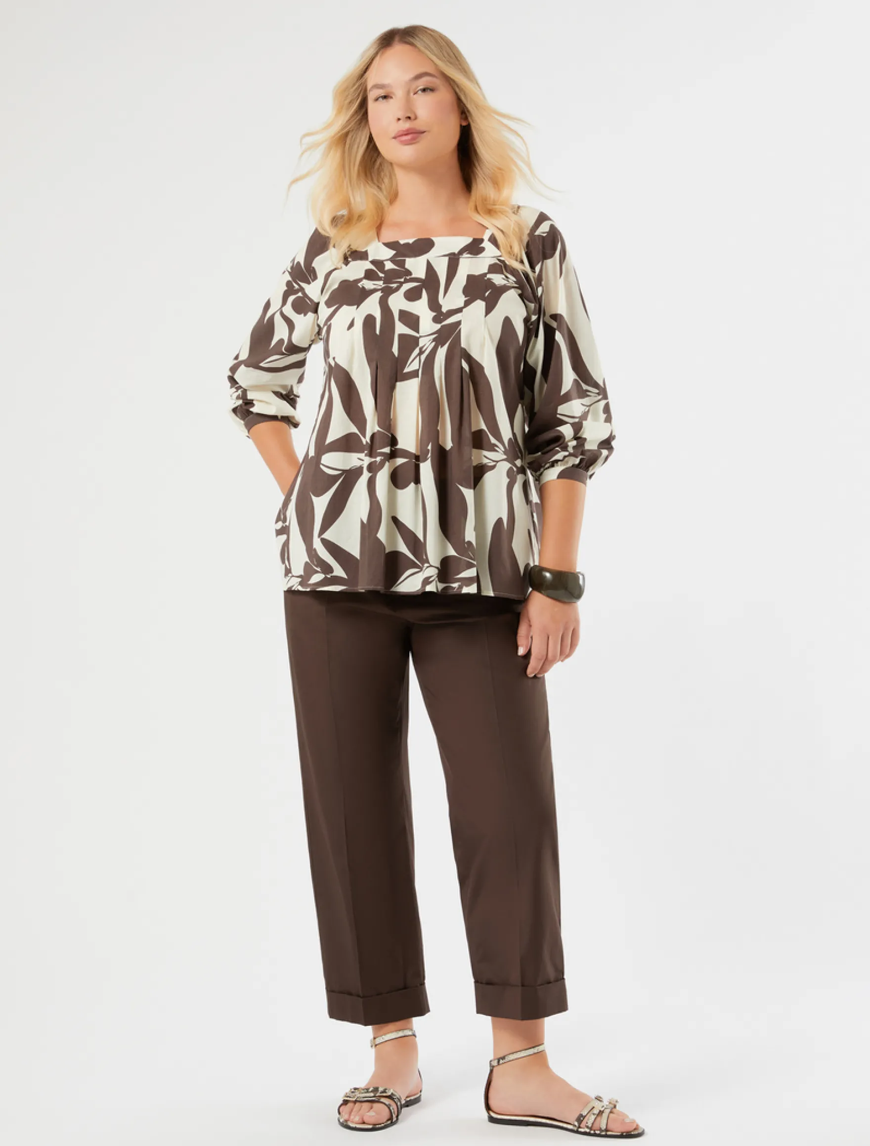Pantaloni in popeline di cotone - MARRONE
