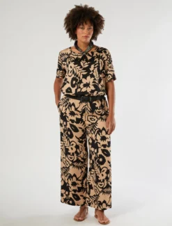 Pantaloni in raso di viscosa - BEIGE