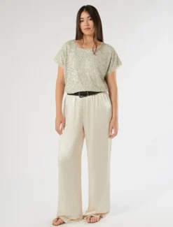 Pantaloni in raso - VANIGLIA
