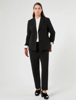 Pantaloni in scuba crêpe stretch - NERO